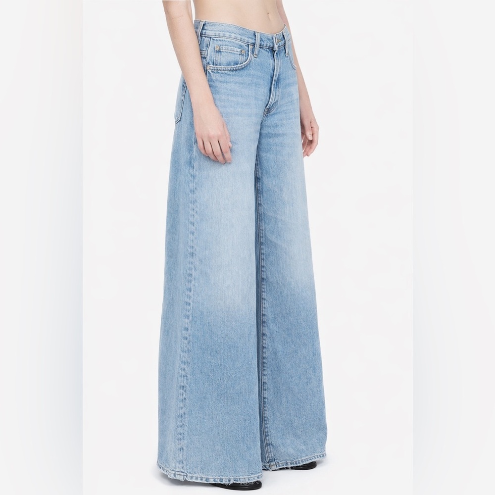 VIAVIA Made In Italy 100%‎ Cotton Wide Leg Baggy Jeans Blue Denim Size 32 US 14